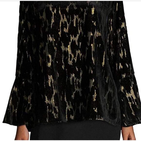 Calvin Klein Top Flocked Velvet And Gold Women’s Size Medium - Picture 4 of 7